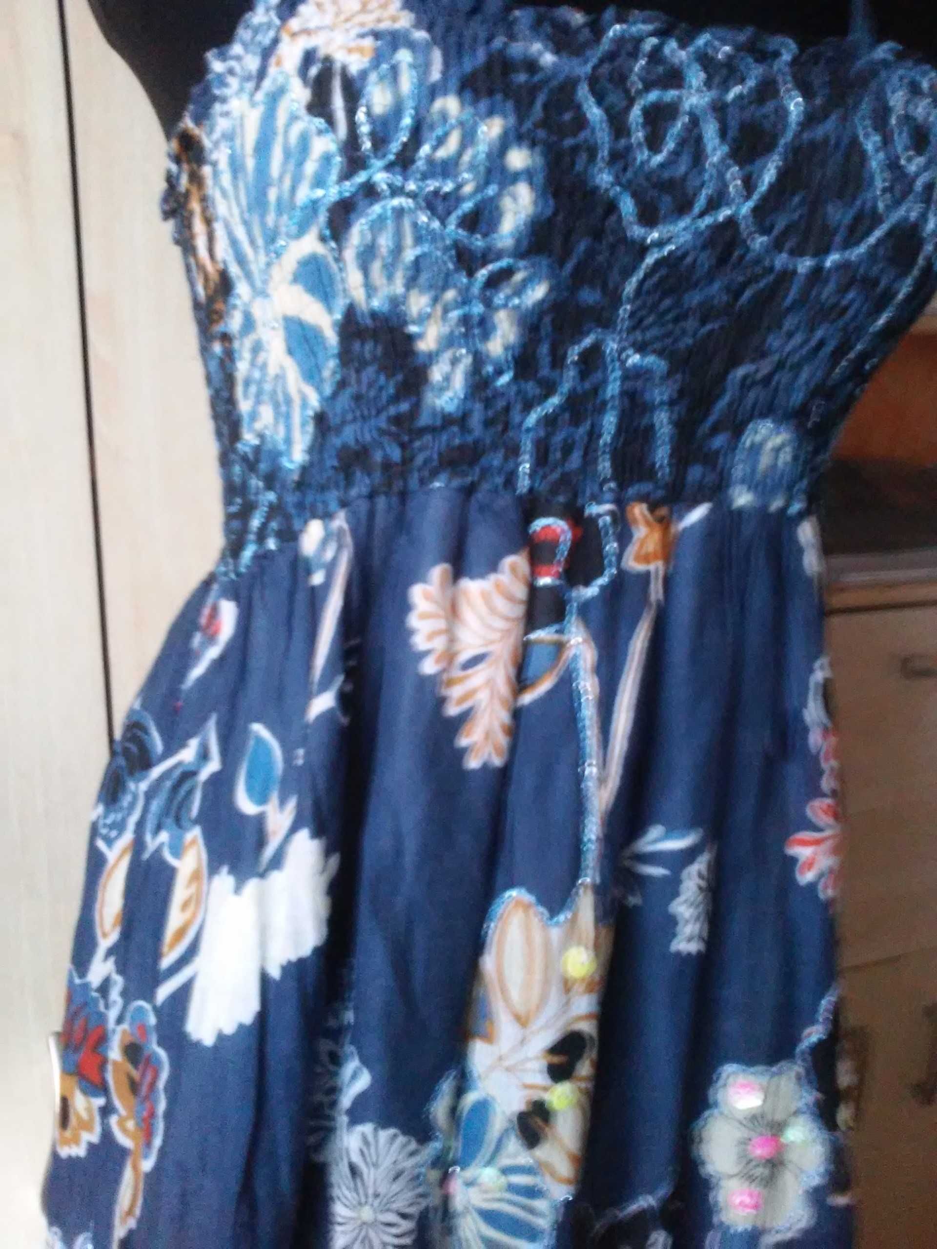 sukienka maxi plażowa z gumkami na plecach roz.36-42 BAWEŁNA!
