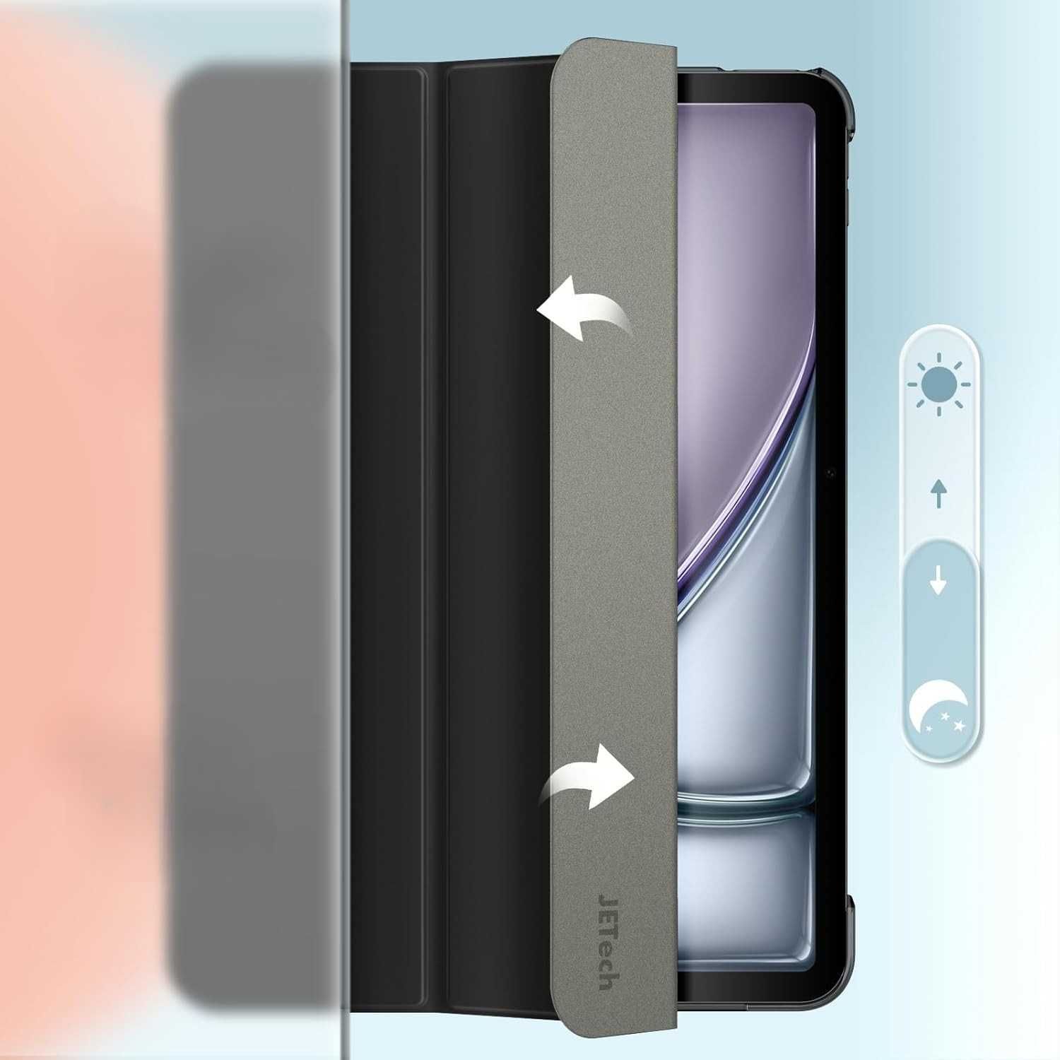 Etui JETech iPad Air 11"/10,9" M3/M2/5/4 gen czarne funkcja snu