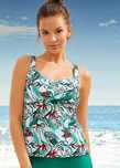 B.P.C top tankini biały w kolorowe liście i kwiaty ^48