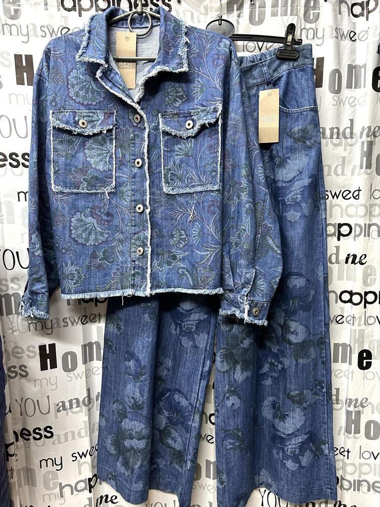 Джинсы палаццо в цветы, Италия 46- 50 ( L/XL)