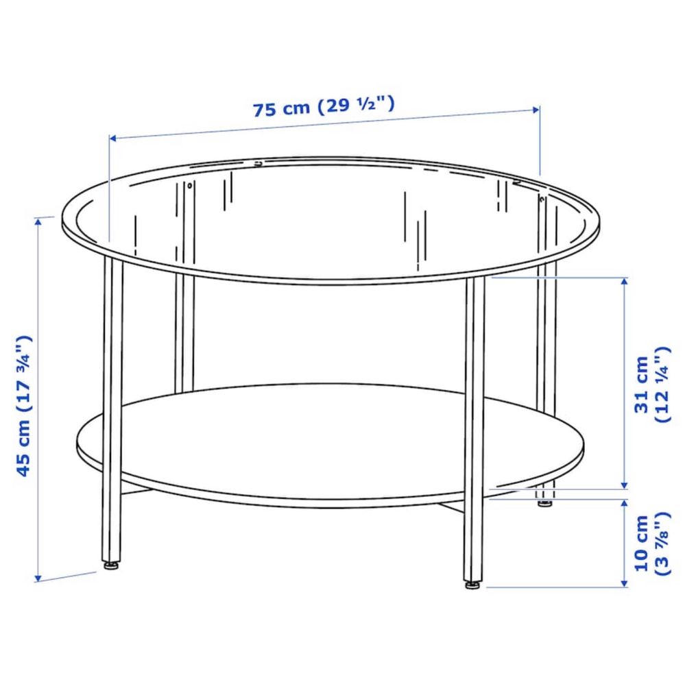 Mesa de centro redonda modelo Vittsjo do Ikea | preta/castanho - 75cm