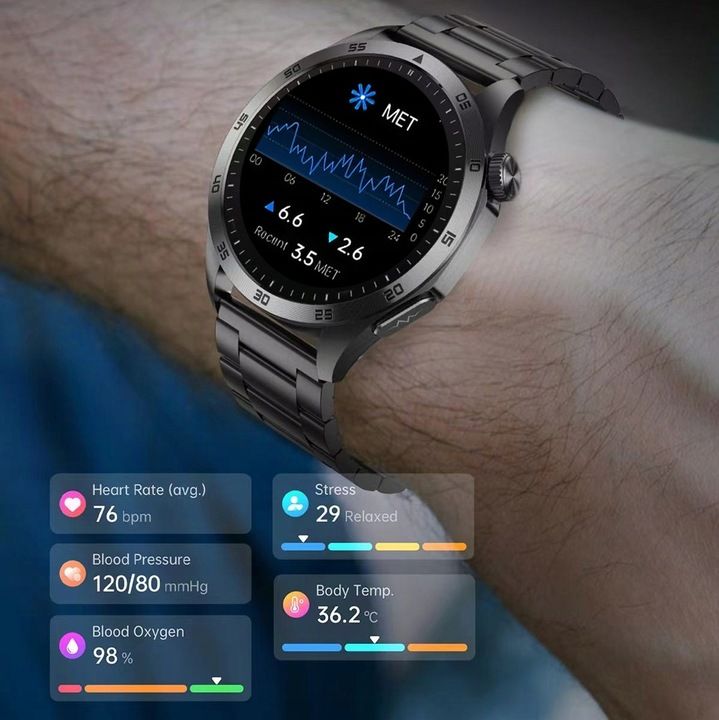 Zegarek Męski Smartwatch Dla Seniora Ekg Pomiar Cukru Ciśnienie Temper