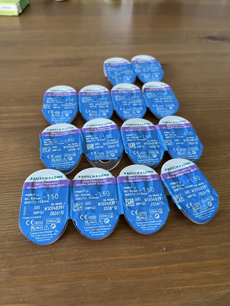 Soczewki kontaktowe jednodniowe // rozne od - 0.75 do -3