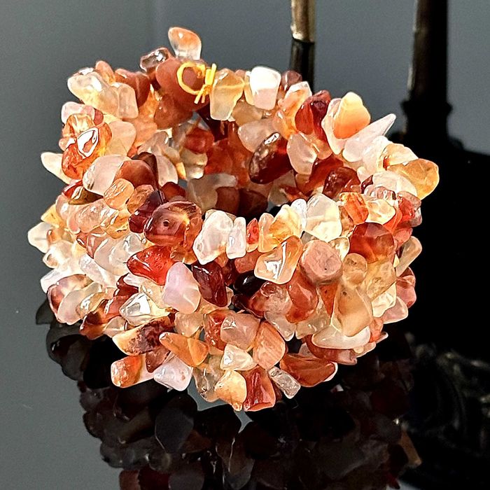 Szeroka bransoletka z naturalnym Karneolem z lat 70-tych z Londynu