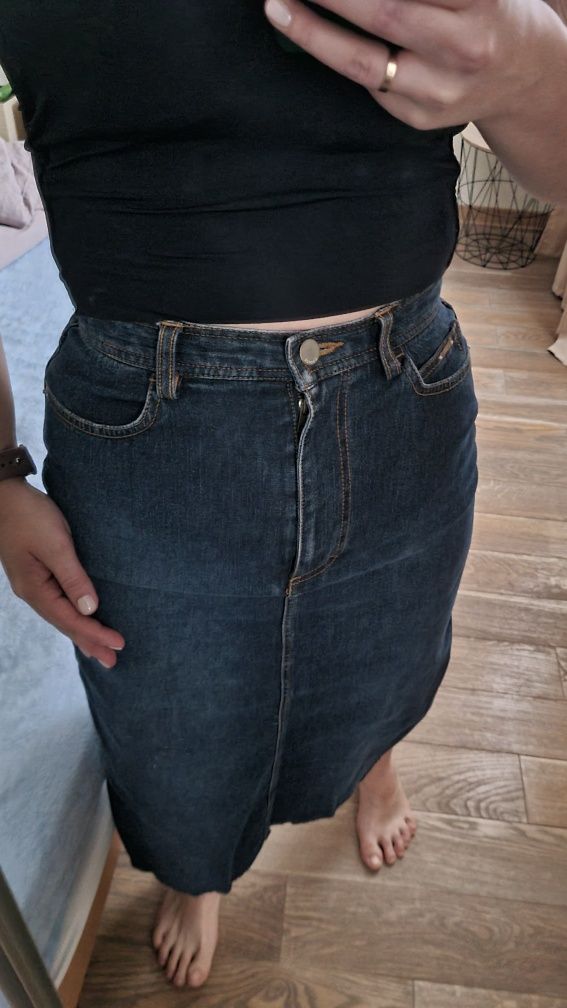 Спідниця юбка джинсова міді темно-синя розмір 36 S