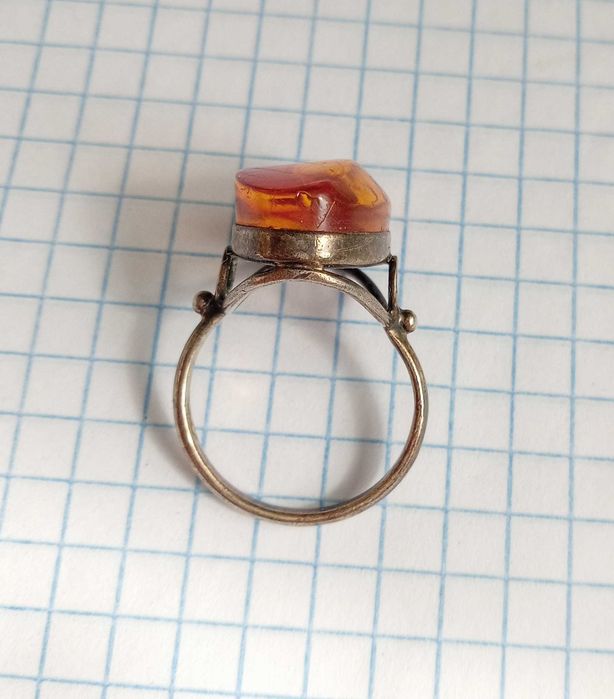 Перстень Кольцо з Янтарем Срібло 875 проба. Вінтаж. СССР