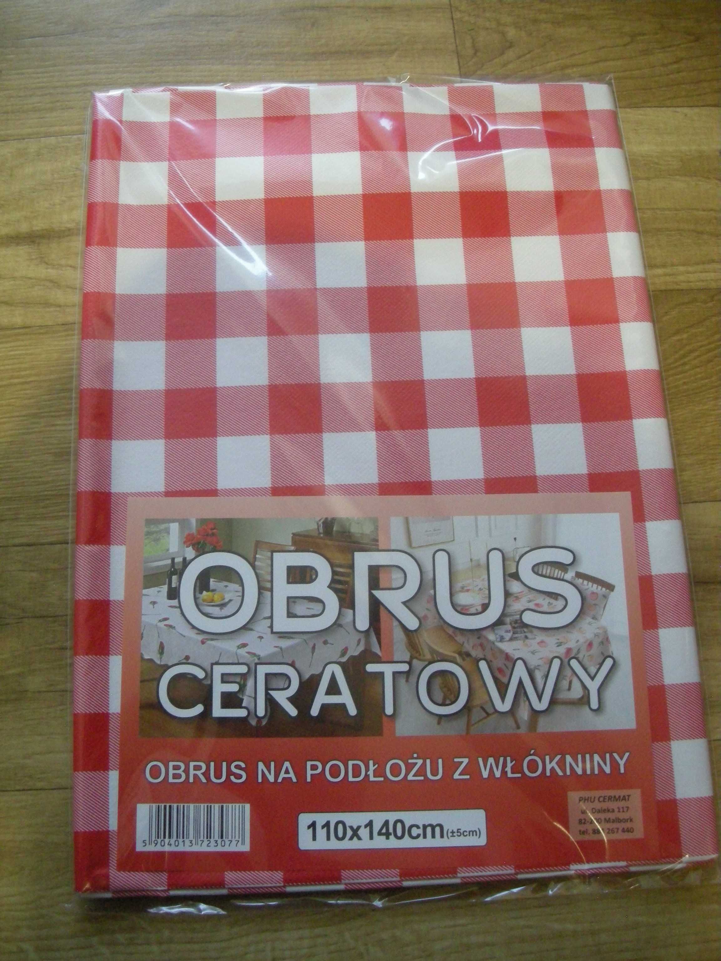 Obrus ceratowy na podłożu z włókniny krata czerwony biały 110x140 pl