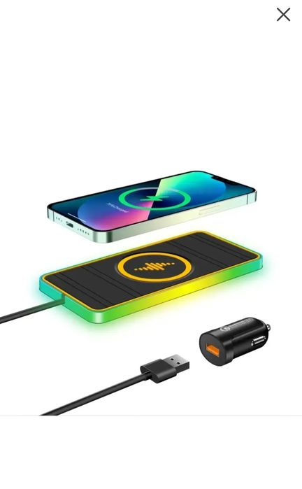 Автомобильный беспроводной зарядный коврик с RGB подсветкой
Силіконови