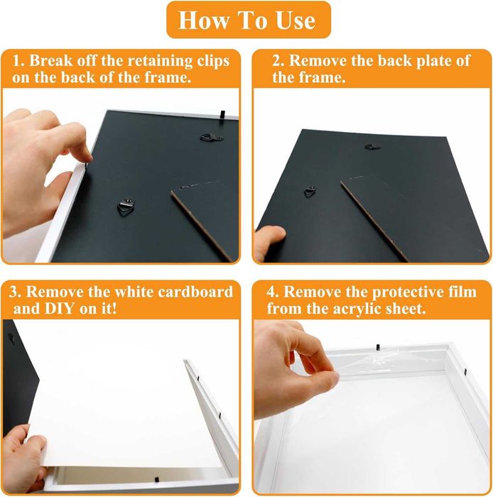 CiciIng Drewniana Akrylowa ramka 3D do zdjęć kwiatów 20x29cm Biała DIY