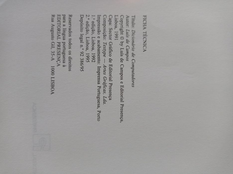 Dicionário de computadores - Luís de Campos