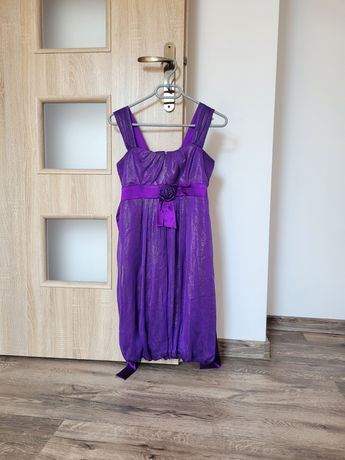 Sukienka bombka fioletowa błyszcząca M