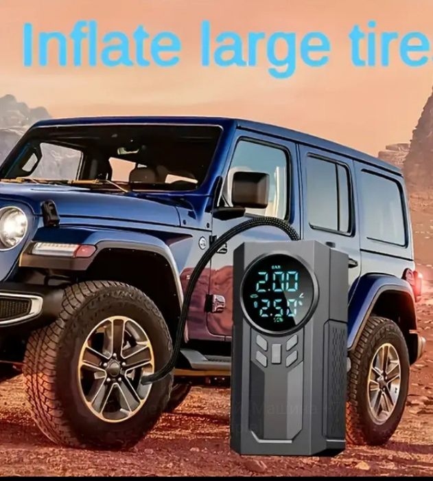 Бустер 4 в 1. Пусковий+бездротовий насос+павербанк+ліхтар 8800 мАг