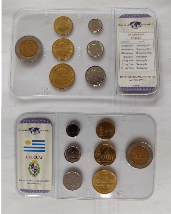 Наборы монет Уругвай Барбадос Багамы Гватемала Доминикана Коста Рика