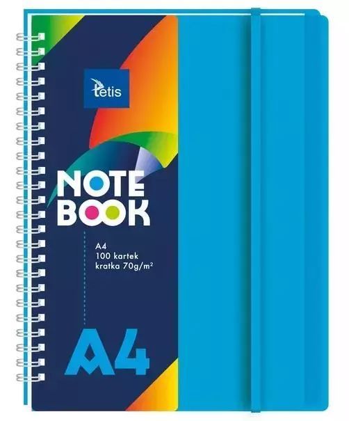 Kołonotatnik A4/100K kratka PP niebieski. Tetis. Nowy Produkt