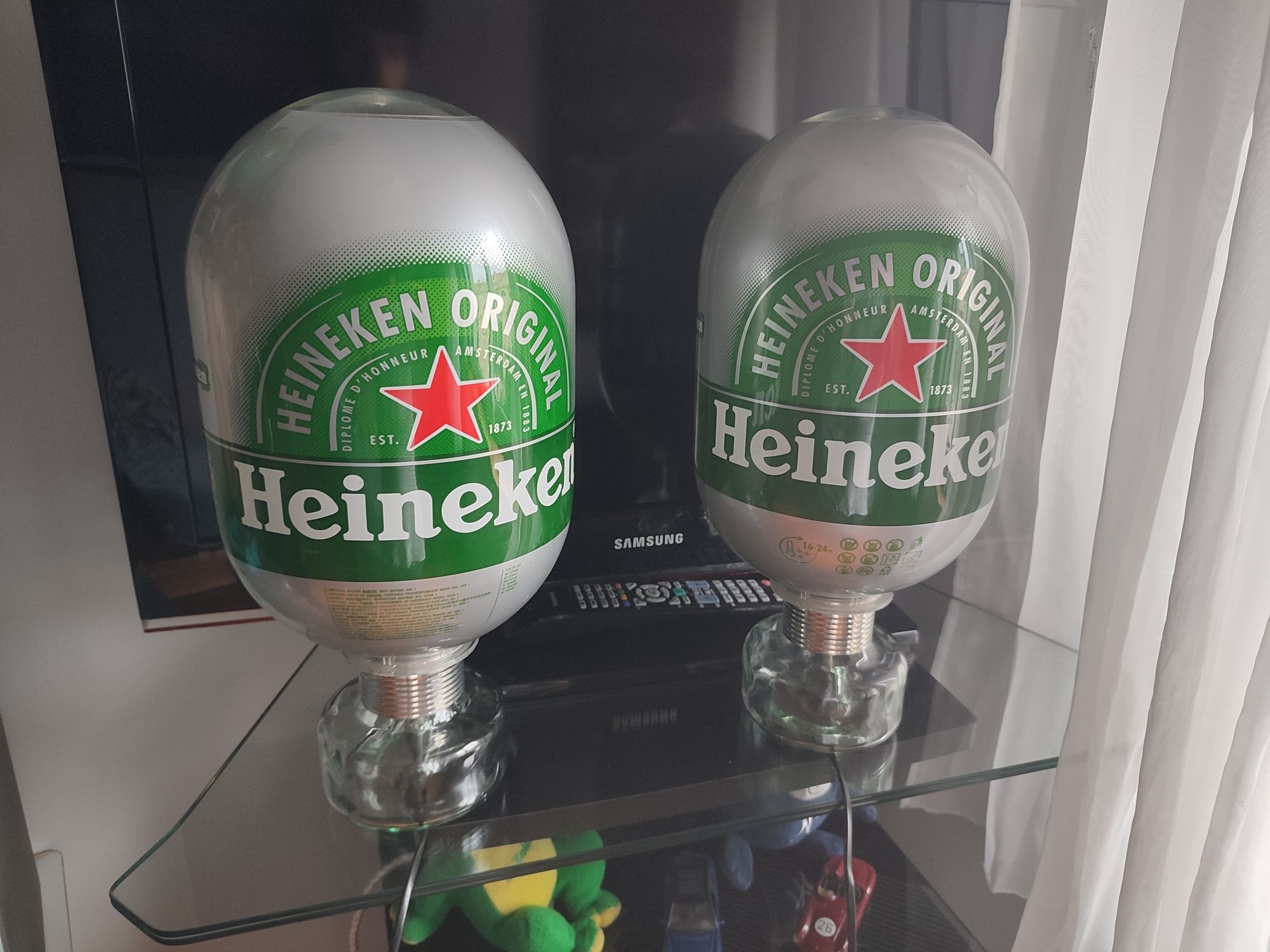 Par de candeeiros cerveja Heineken 43 cm altura