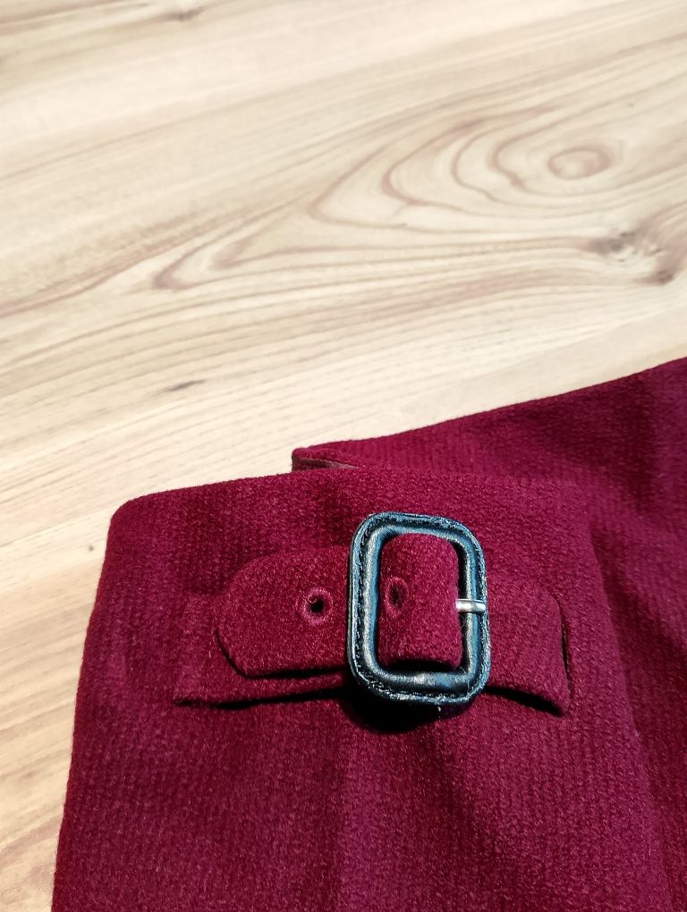 Burgundowa Wełniana Spódnica Burberry London