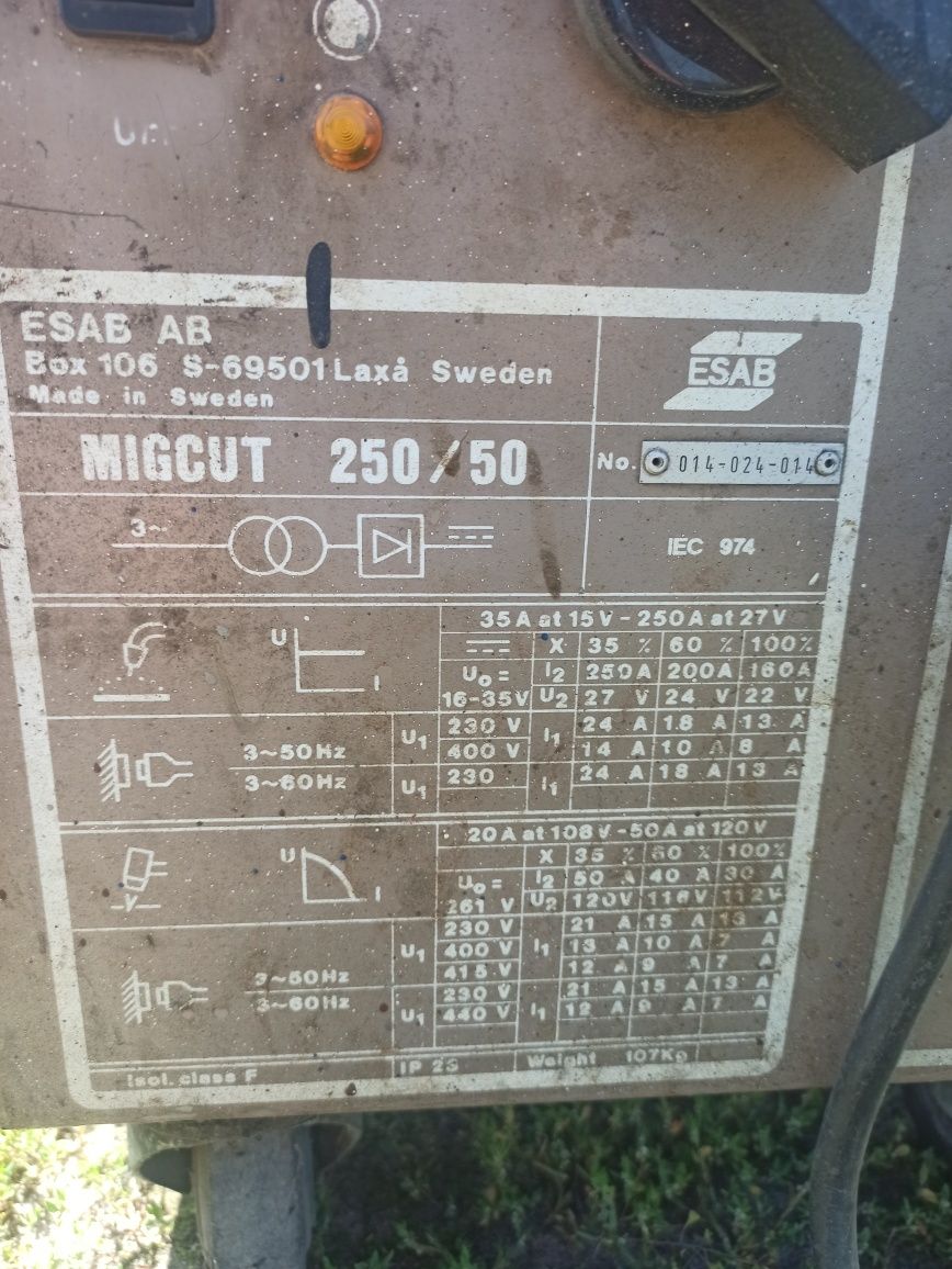 Migomat z plazmą Esab Power  Migcut 250/50 Ecf