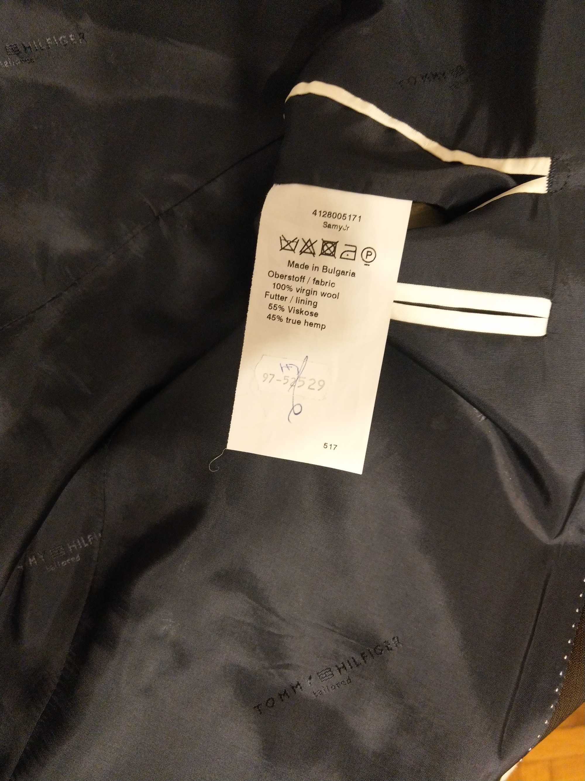 Nowa Tommy Hilfiger elegancka marynarka brazowa meska 100% welna