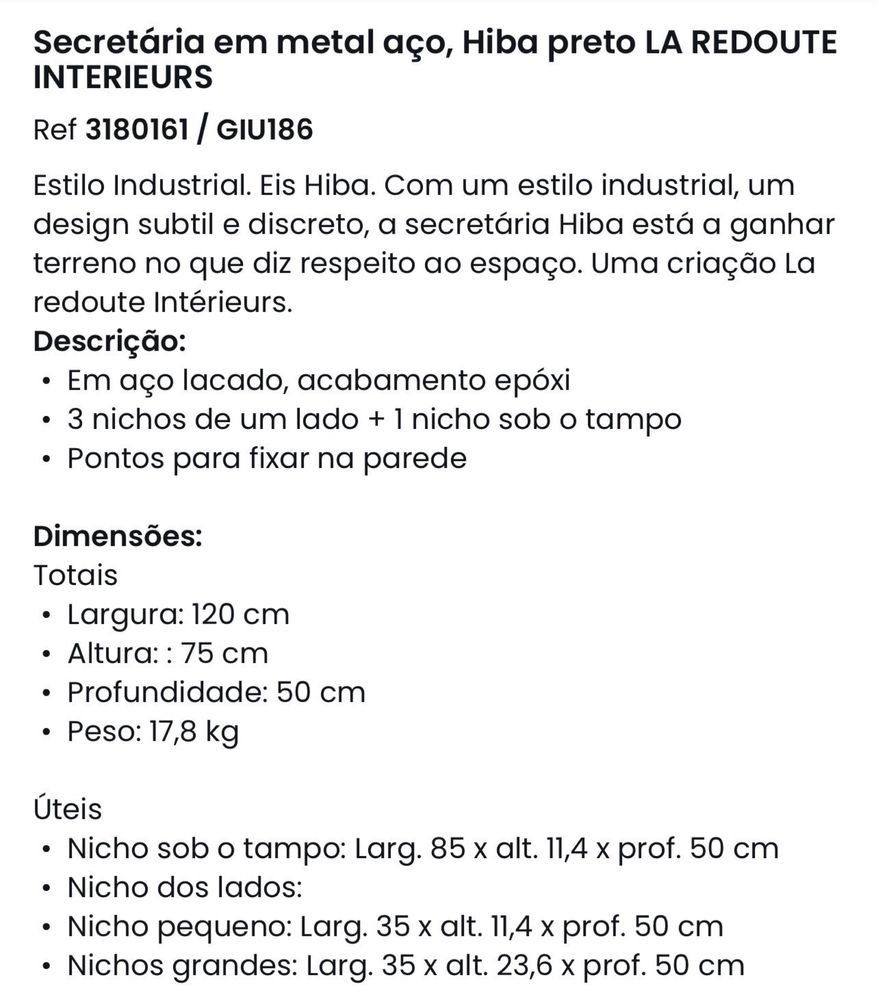 Secretária em metal - La Redoute