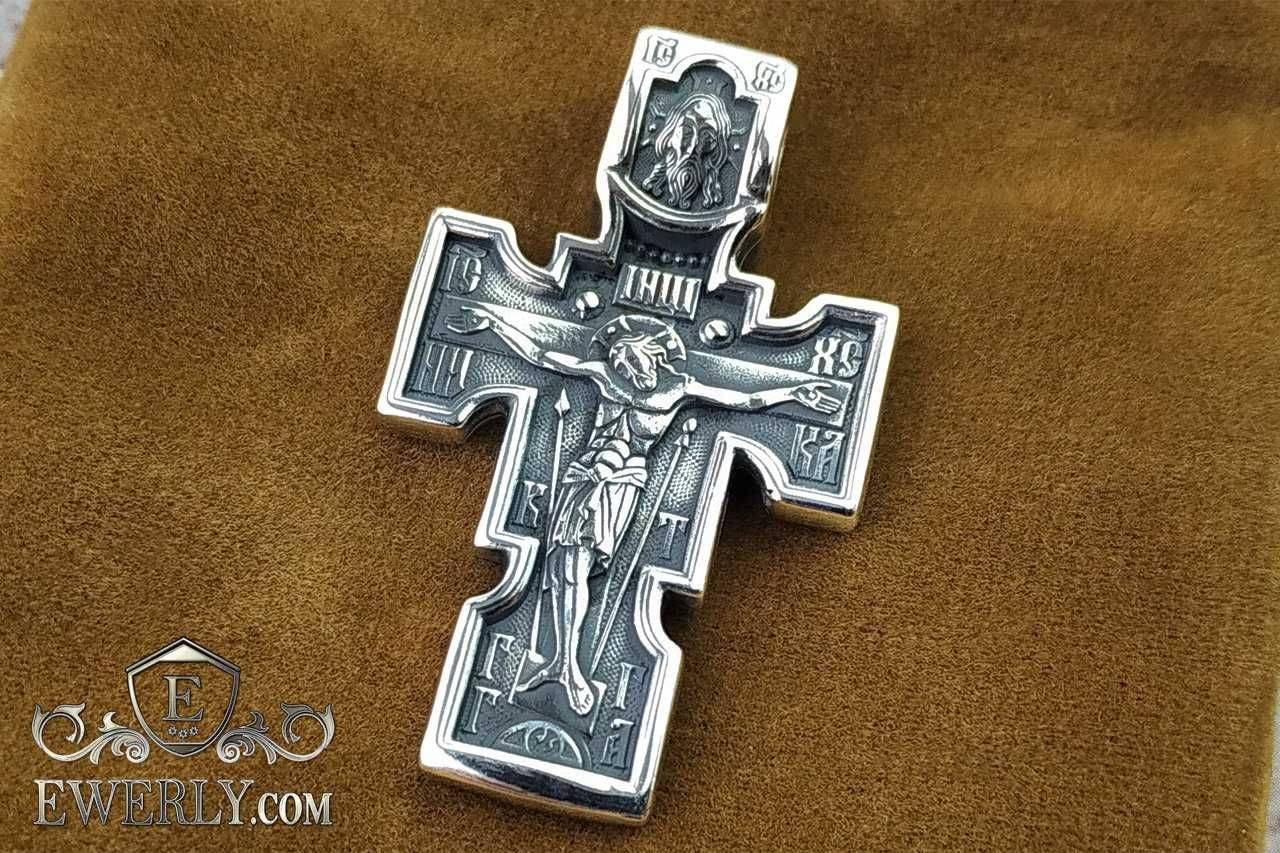 Серебряный крестик с чернением и с Архангелом Михаилом. Срібний хрест