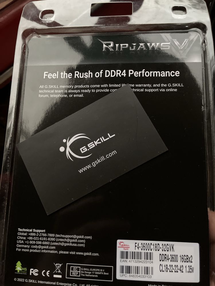 ОЗУ DDR 4 3600 16GBx2 32GB G.Skill Ripjaws V Intel XPM2.0