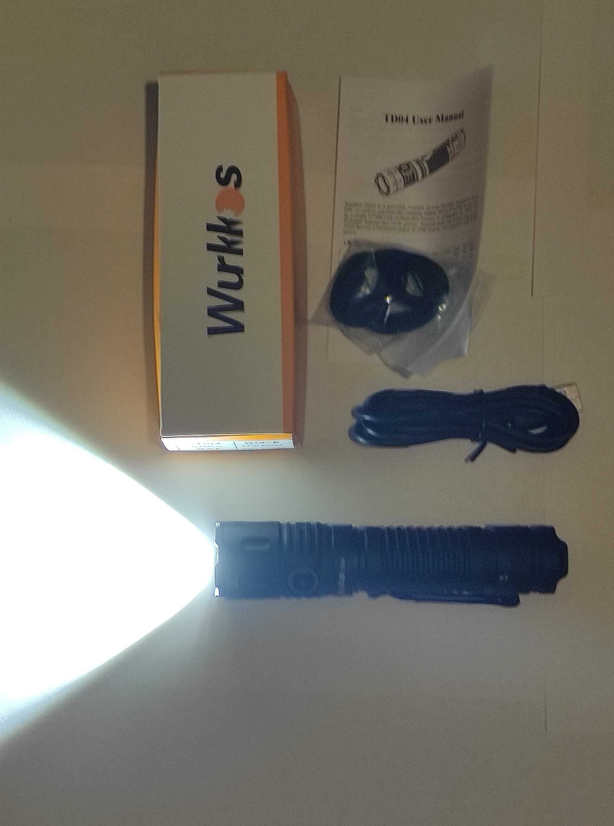 Latarka LED Wurkkos TD04 supermocna 3000 lumenów ogniwo 5000mAh zestaw