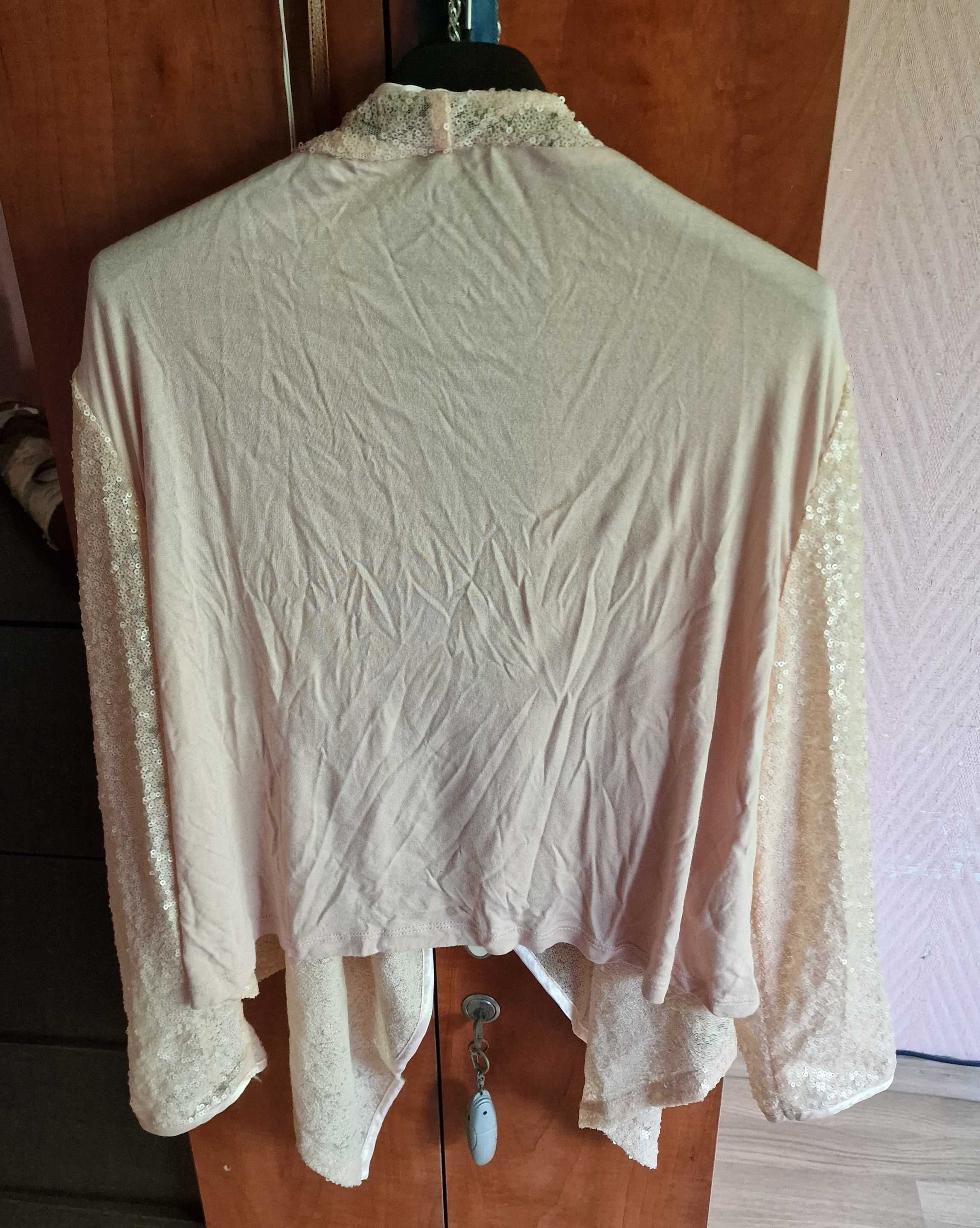 Bolerko cekinowe NEXT narzutka blady pudrowy róż, XL size