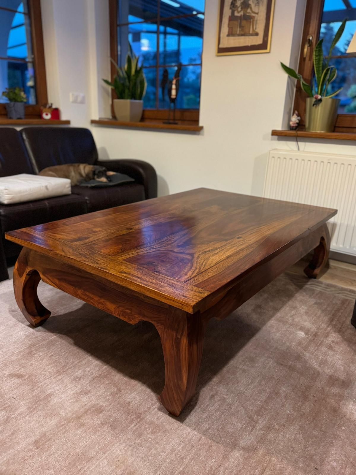 Duży Stół Kawowy z litego palisandru – 150x95x45 cm