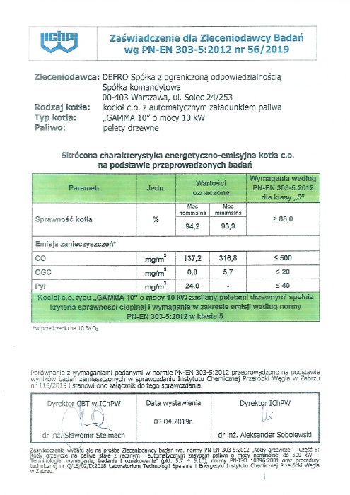 Kocioł piec Defro Gamma 10kw