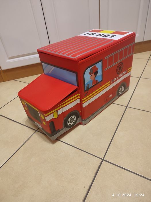 Nowy kosz pojemnik na zabawki dla dziecka Straż pożarna