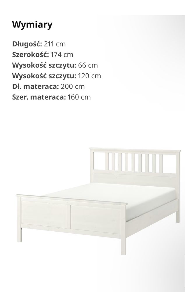 Łóżko, ikea, materac, białe, drewniane