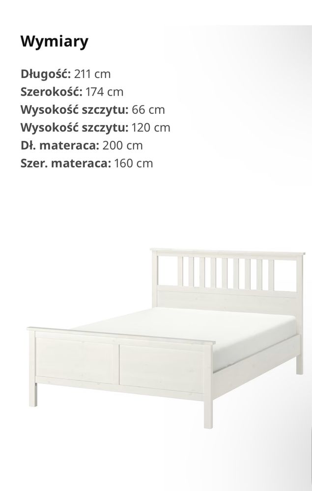 Łóżko, ikea, materac, białe, drewniane