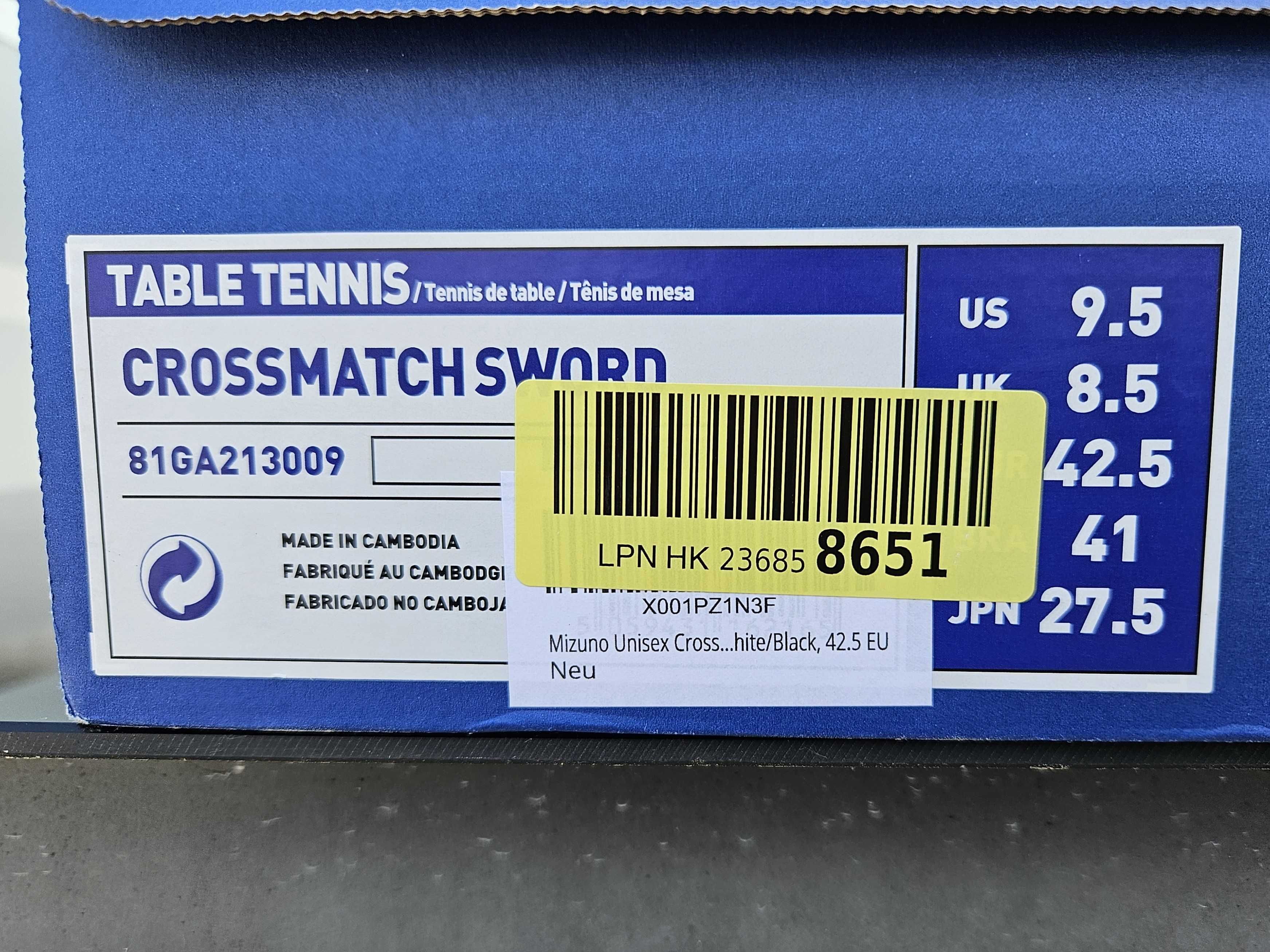 Nowe buty do tenisa stołowego MIZUNO CROSSMATCH SWORD, r.42,5 (27,5cm)