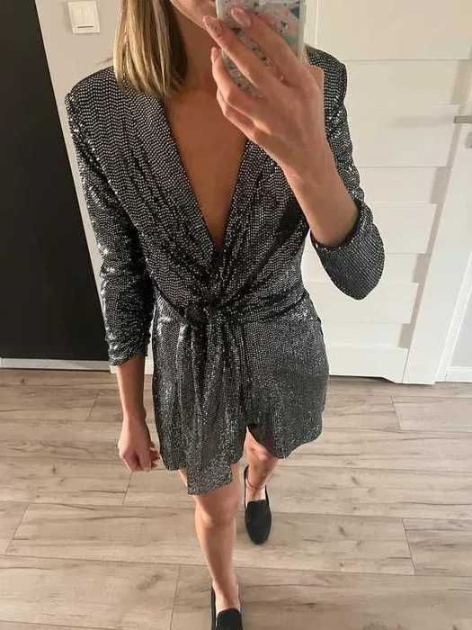 kombinezon cekiny zara m/l  hit sylwester