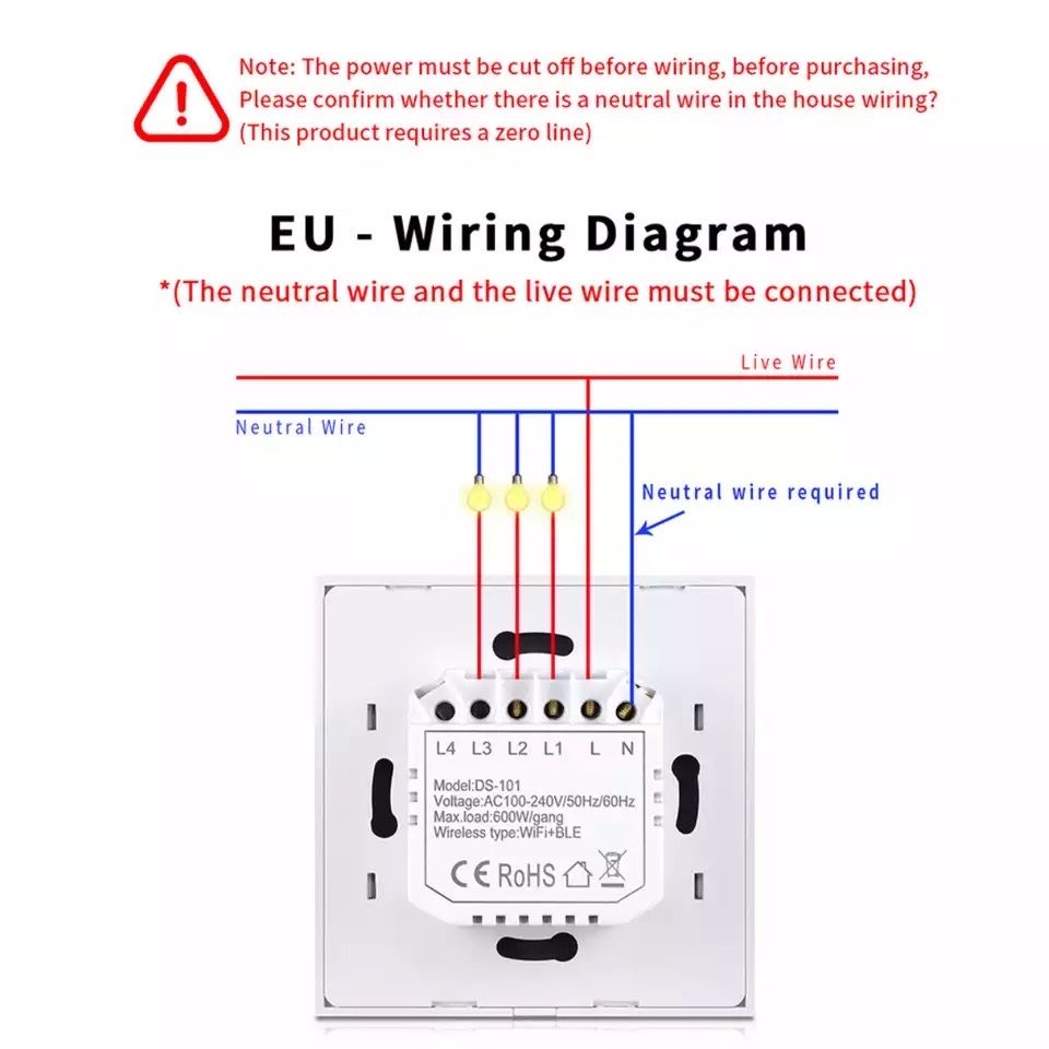 Interruptor inteligente de luz 1/2/3 módulos (Homekit)