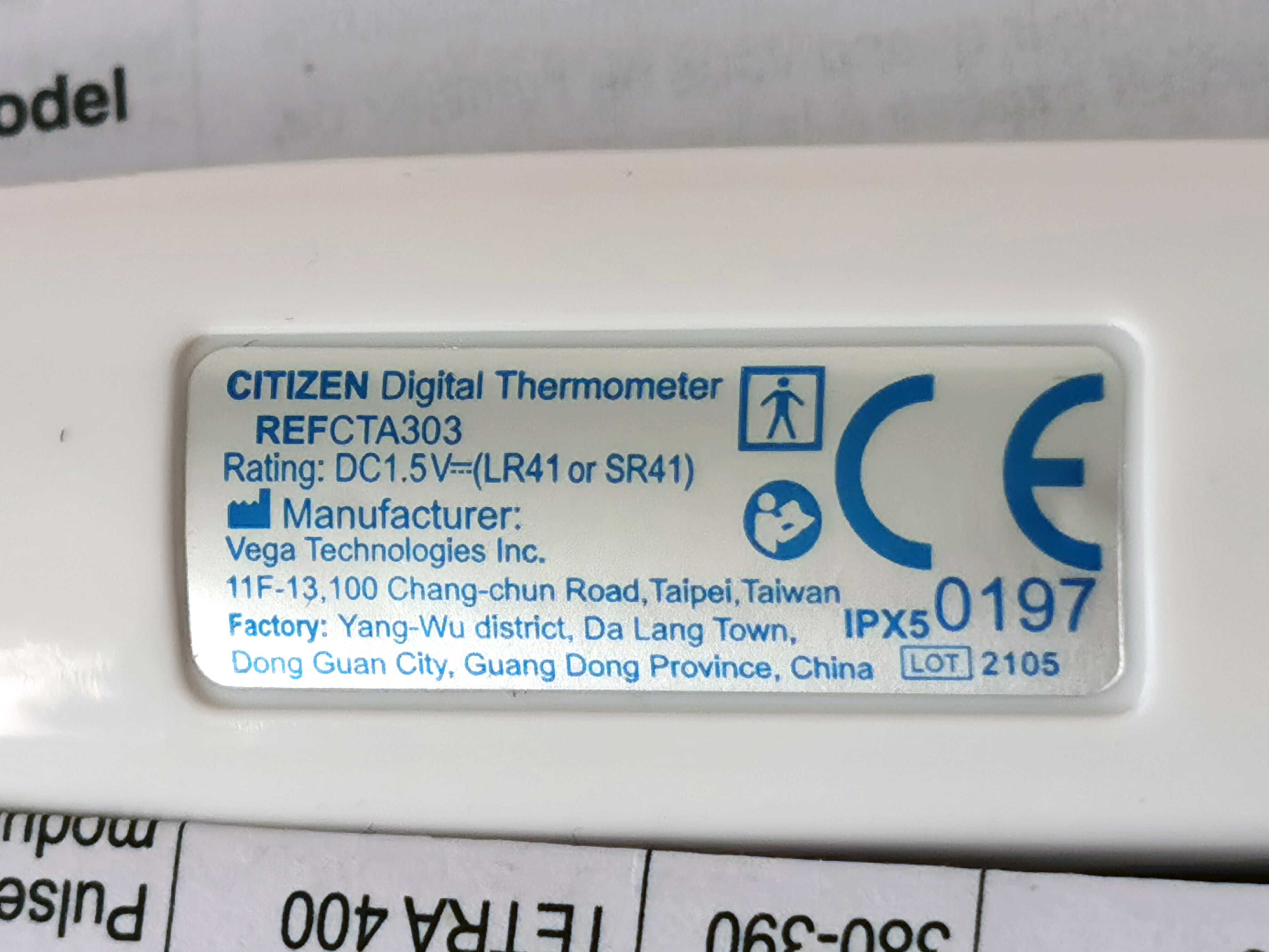 Termometr medyczny elektroniczny wodoodporny LCD Citizen CTA303
