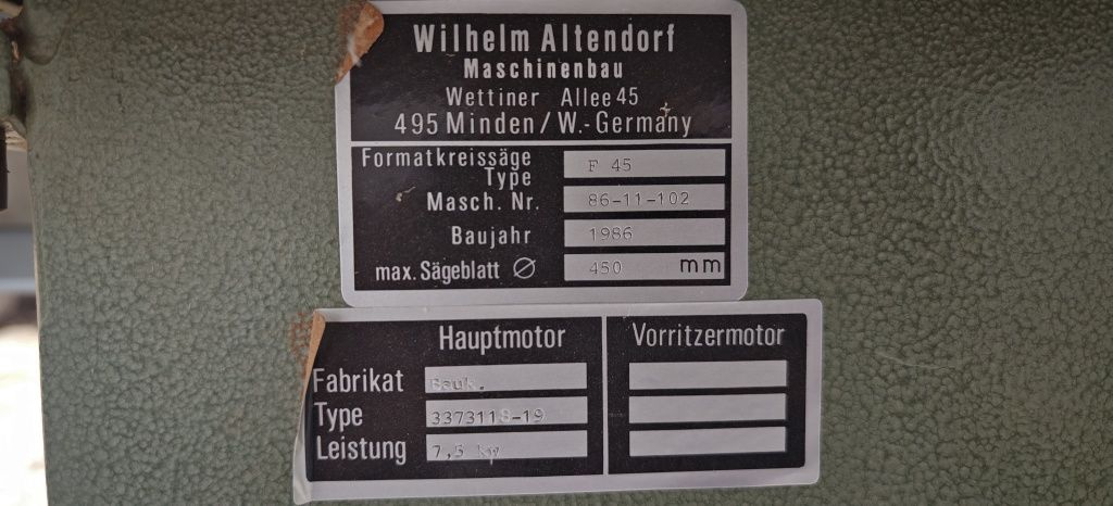 Piła tarczowa formatówka Altendorf f45 pilarka z wózkiem duplex