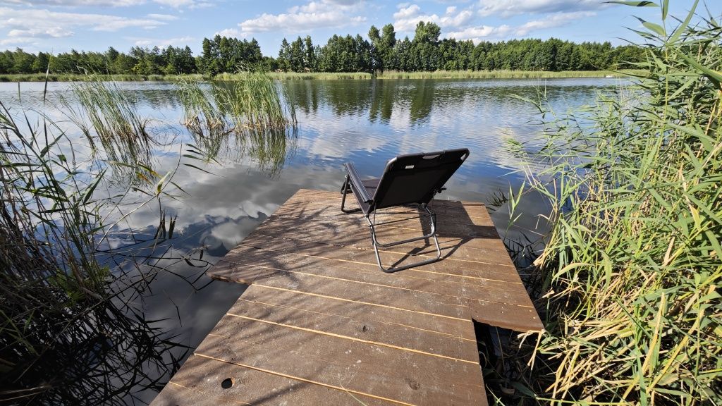 Domek z linią brzegową, balia, sauna, rowery