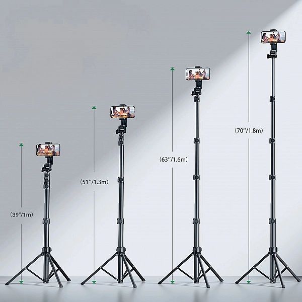 Selfie stick Ugreen LP680 ze stojakiem i pilotem Bluetooth 1.8m - czar