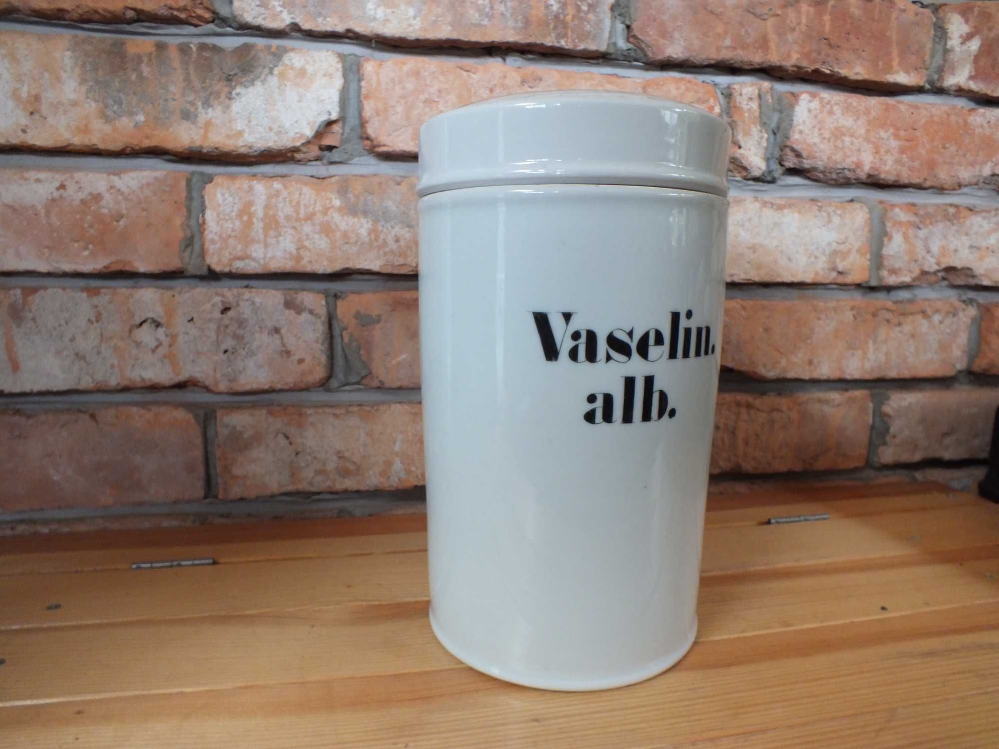 Pojemnik apteczny ceramiczny KONIEC XIX w DUŻY  Biała WAZELINA B41/012