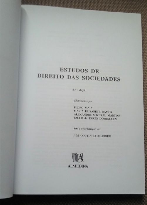 Estudos de Direito das Sociedades, Coordenação Coutinho de Abreu