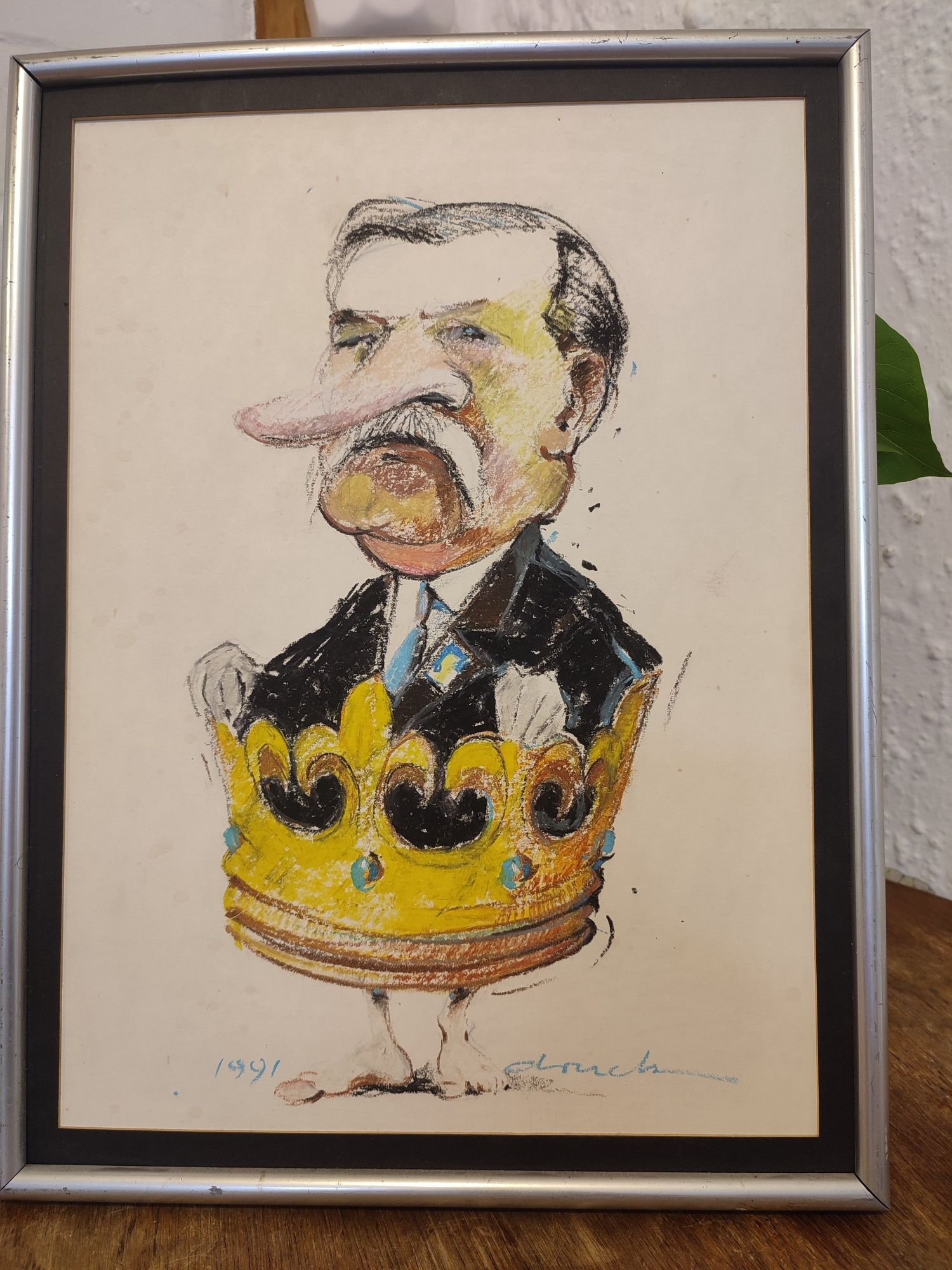 Ryszard Druch satyra karykatura pastel Lech Wałęsa 1991