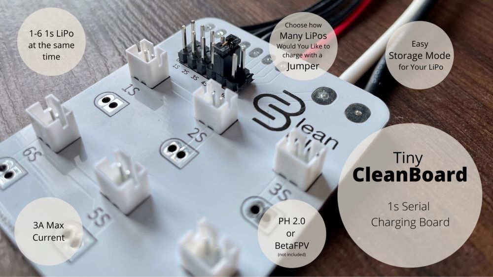 CleanBoard Tiny kit. Plytka ladowania 6 baterii LiPo 1S. Tiny whoop. T