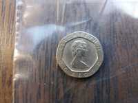 Moneta Twenty Pence Elizabeth II, 1983, Miedż-Nilkiel.