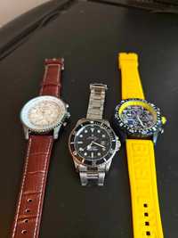 zestaw 3 zegarków rolex sumariner, breitling endurance + navitimer