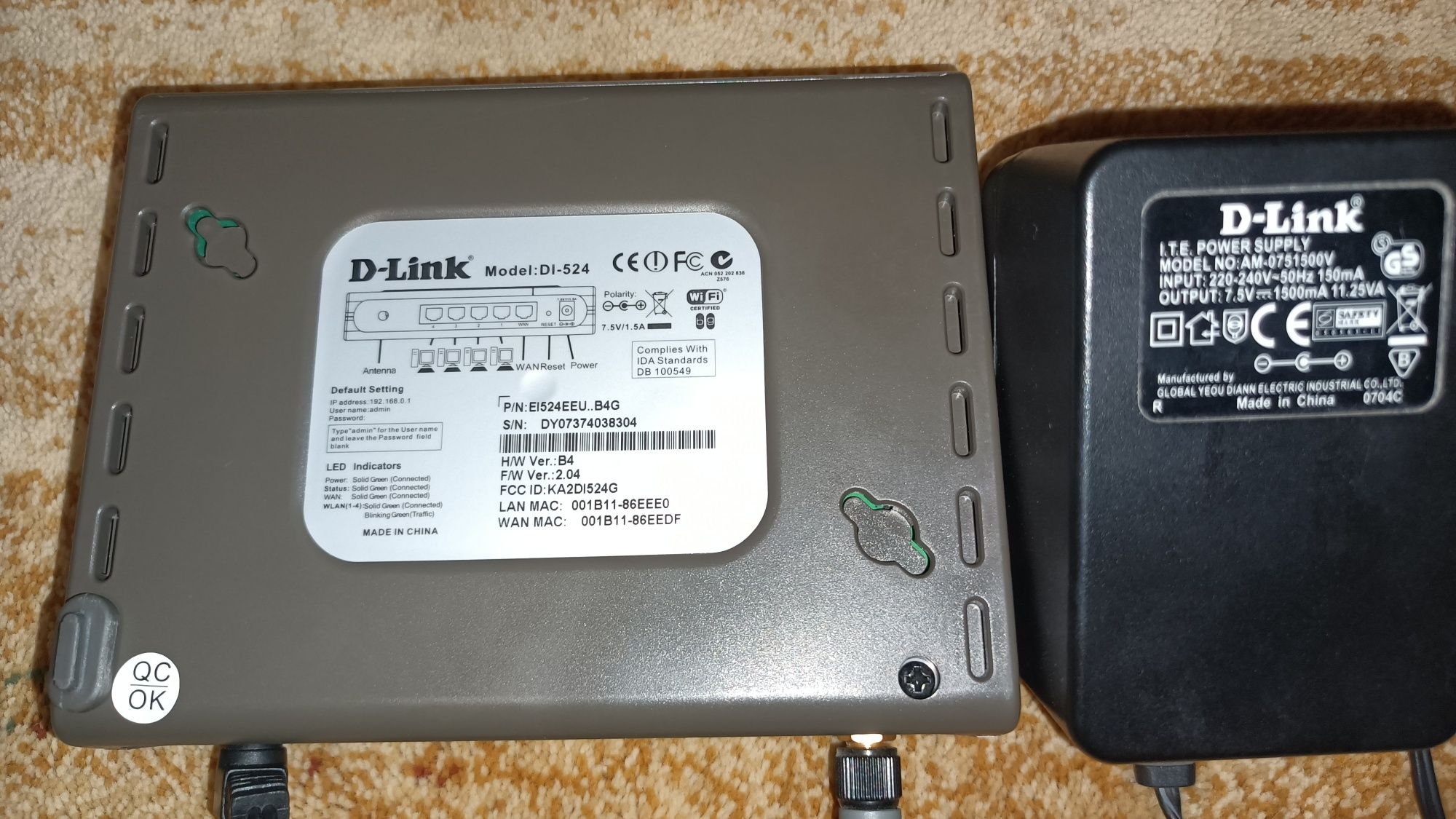 Router WiFi Lan D-Link DI-524