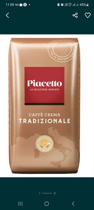 Kawa ziarnista Piacetto trafizionale coffe crema  1 kg