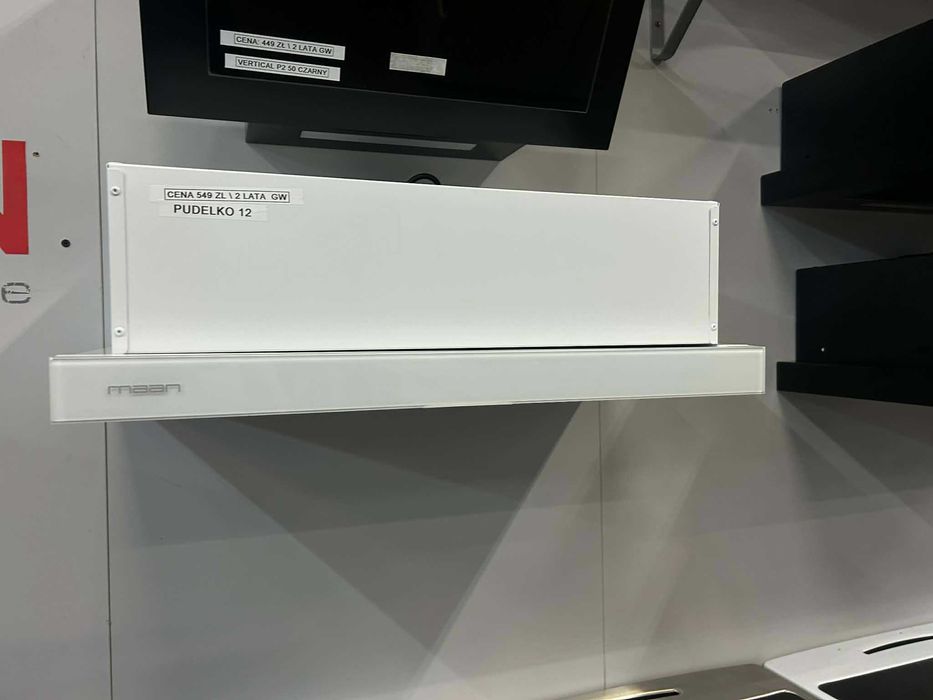 OKAP MAAN teleskopowy Biały Szklany 60 cm szerokości  PRODUKT POLSKI