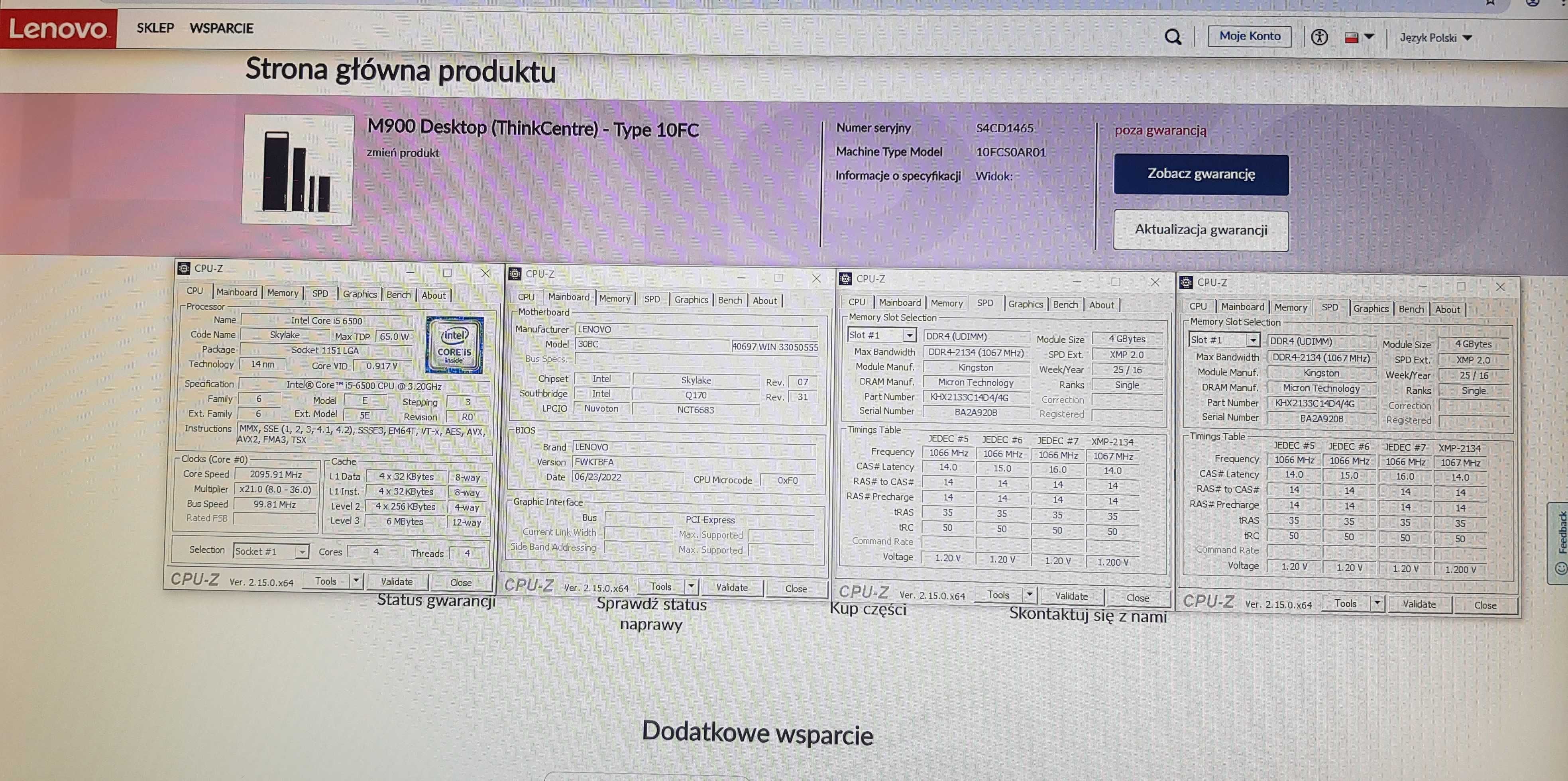 Lenovo ThinkCentre M900 i5-6500 8GB 240GB SSD Win 10 Pro Mini Tower