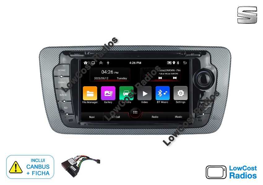 Auto Rádio GPS ANDROID 7" e 9" Seat IBIZA 6J 2009 a 2013 - Wifi BT